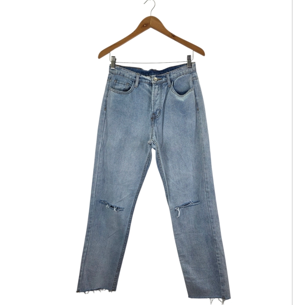 Princess Polly Holland High Rise Straight Leg Light Denim Button Fly Jean Size 6